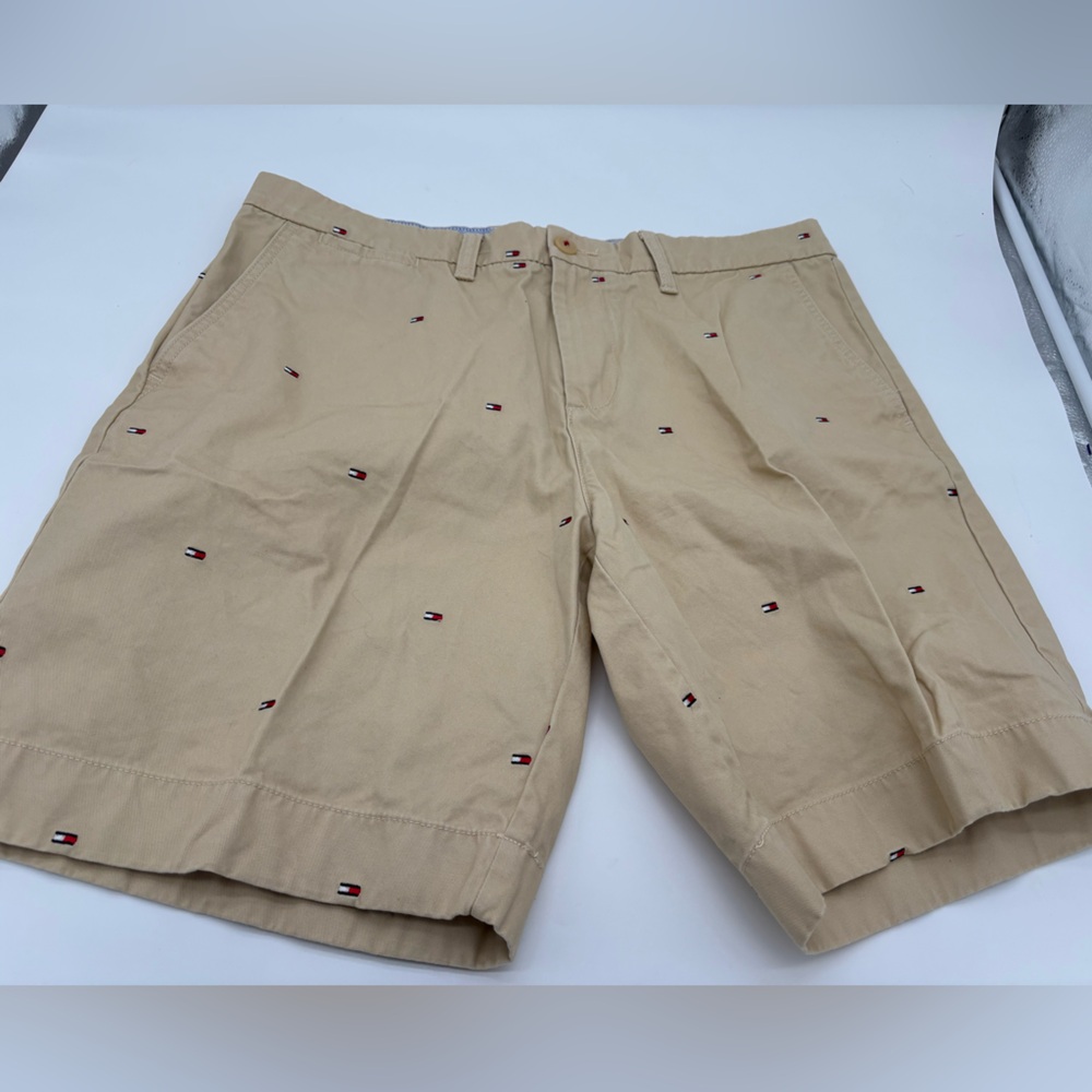 Tommy Hilfiger shorts All over Embroidered Logos‎ Mens Size 34 Khaki